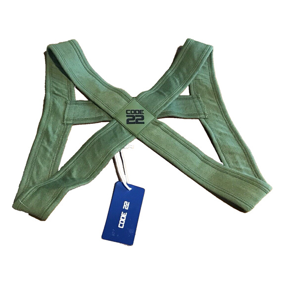Code 22 Size Medium Sport Harness Khaki Green Jock Gym Nightclub Gay Clubwear - Picture 1 of 6
